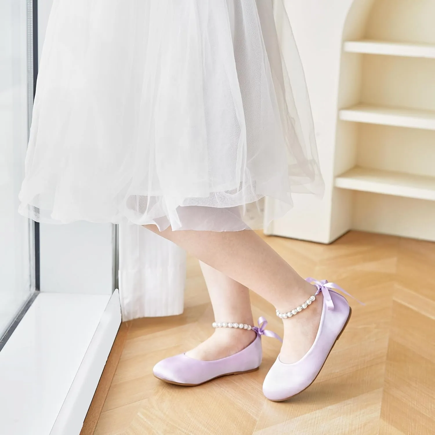Felix & Flora Girls Toddler Little Ballet Shoes - Flower Girls Mary Jane Flats Dress Shoes Party Wedding