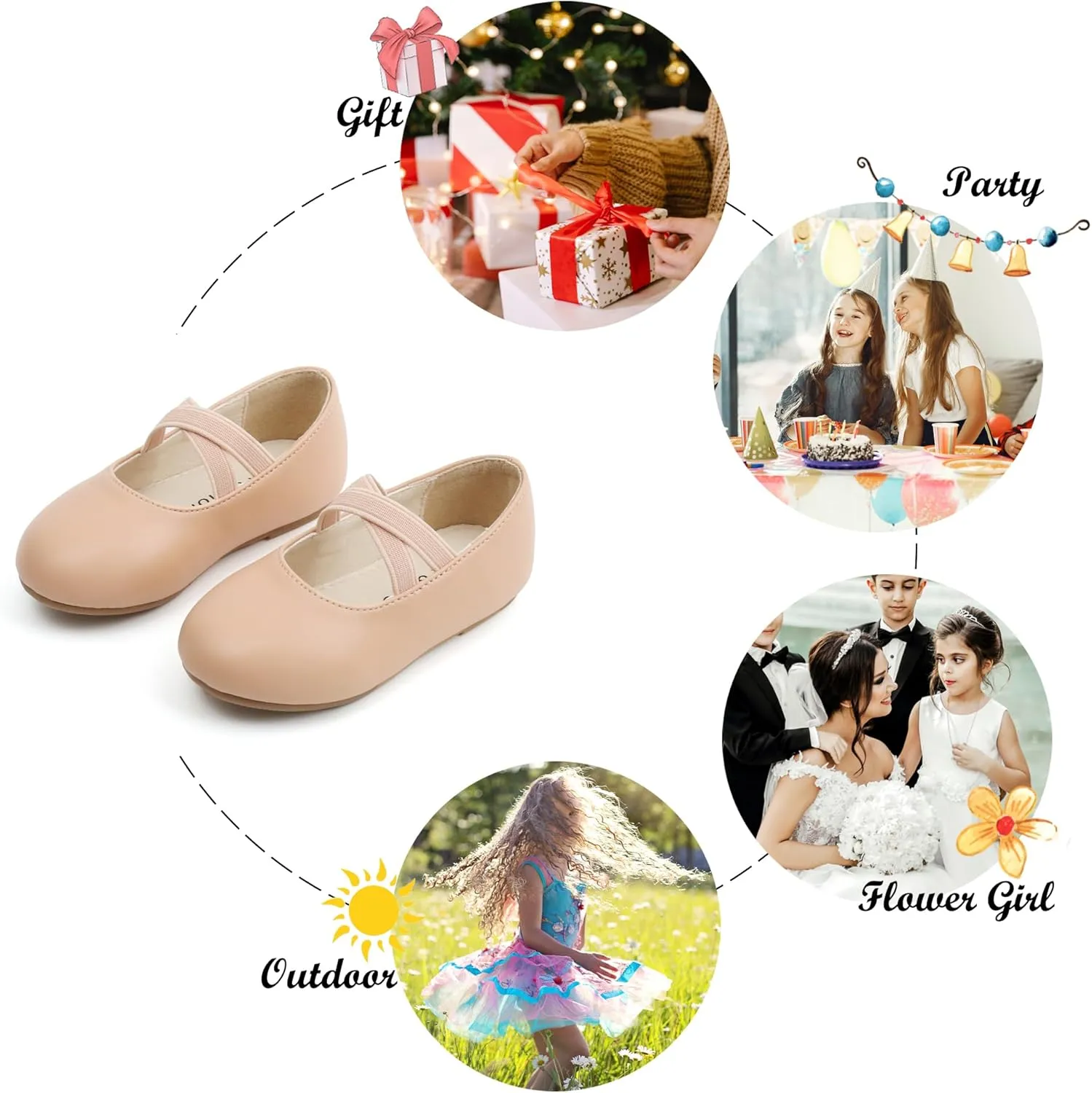 Felix & Flora Toddler Girl Dress Shoes - Flower Girl Ballet Mary Jane Flats Party School Wedding