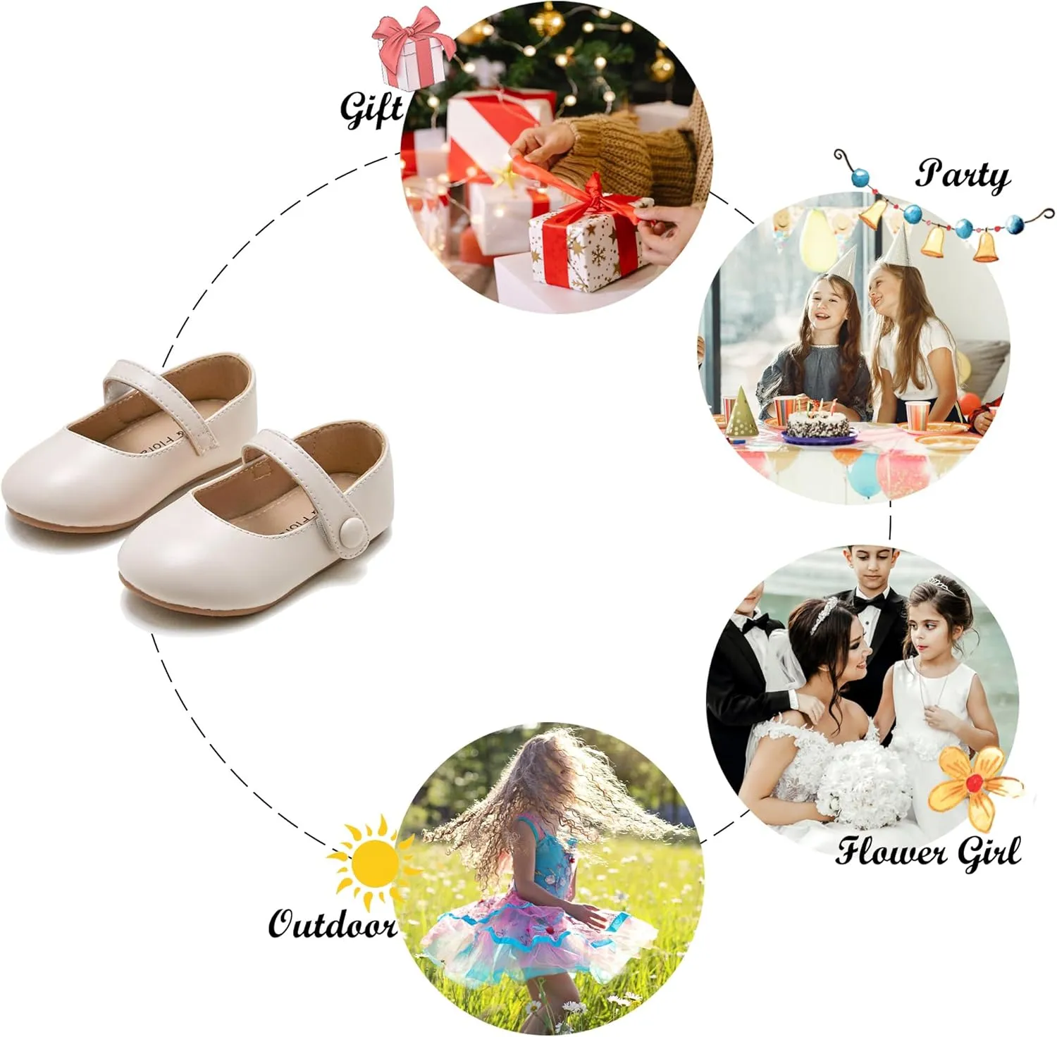 Felix & Flora Toddler Girl Dress Shoes - Flower Girl Ballet Mary Jane Flats Party School Wedding