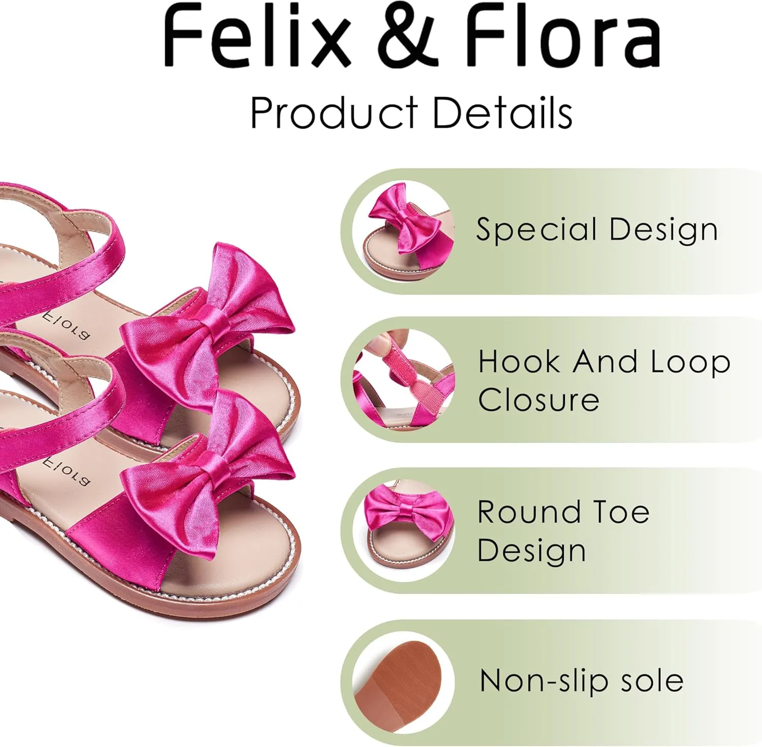 Felix & Flora Toddler Girl Sandals - Flower Girl Dress Shoes Open Toe Little Kid Summer Flats