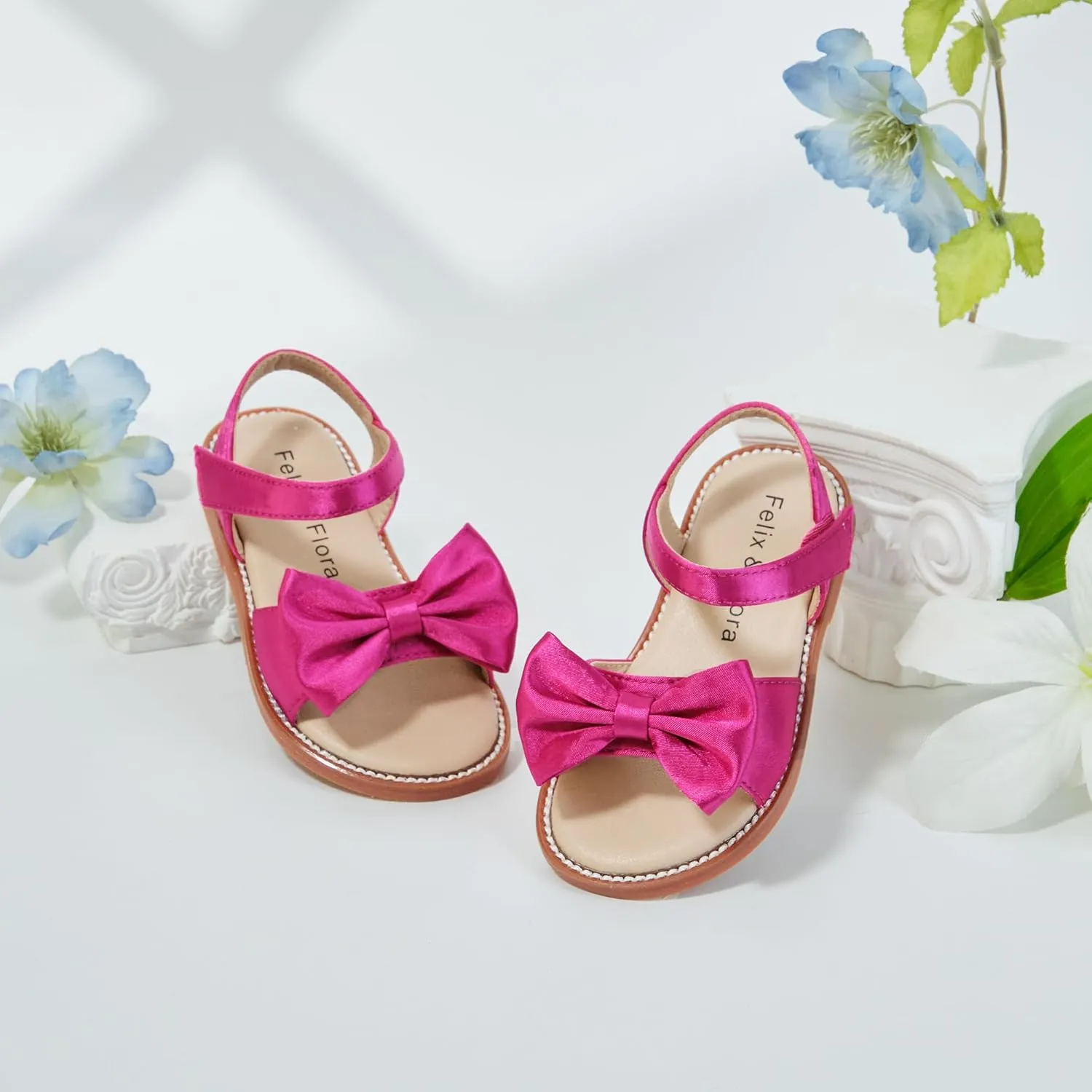 Felix & Flora Toddler Girl Sandals - Flower Girl Dress Shoes Open Toe Little Kid Summer Flats