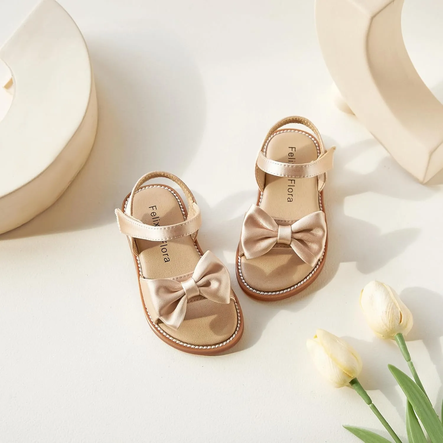 Felix & Flora Toddler Girl Sandals - Flower Girl Dress Shoes Open Toe Little Kid Summer Flats