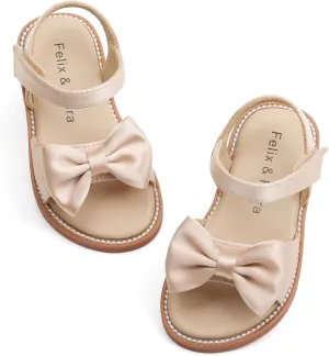 Felix & Flora Toddler Girl Sandals - Flower Girl Dress Shoes Open Toe Little Kid Summer Flats