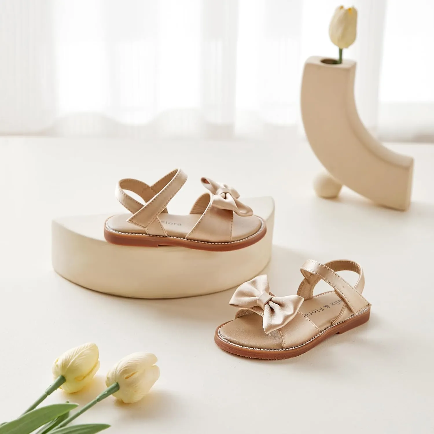 Felix & Flora Toddler Girl Sandals - Flower Girl Dress Shoes Open Toe Little Kid Summer Flats