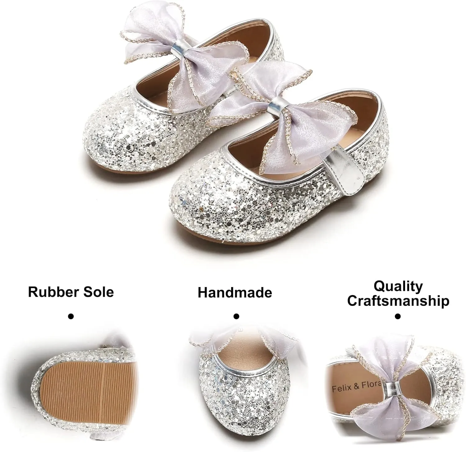 Felix & Flora Toddler Girls Dress Shoes - Little Girl Ballet Mary Jane Flats Party School Wedding