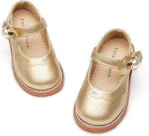 Felix & Flora Toddler Little Girl Princess Dress Shoes-Mary Jane Flats for Girl Party School Shoes