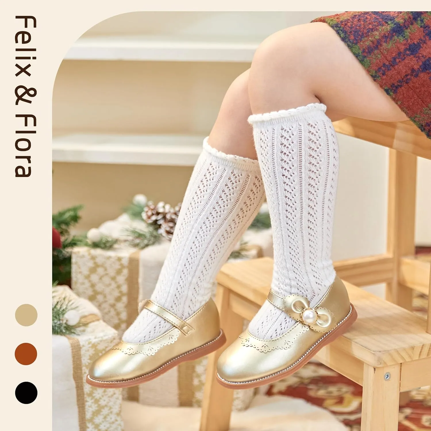 Felix & Flora Toddler Little Girl Princess Dress Shoes-Mary Jane Flats for Girl Party School Shoes