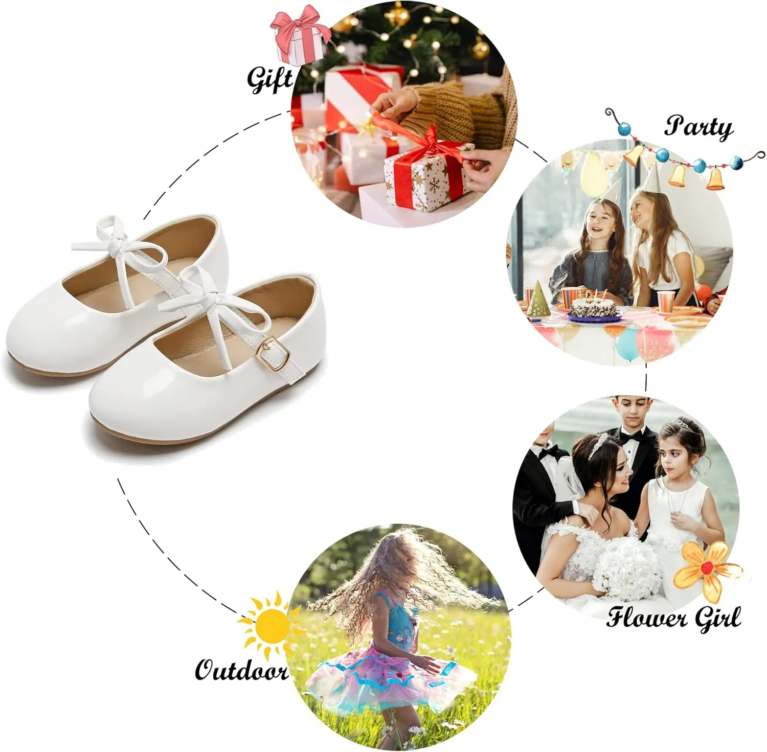 Felix & Flora Toddler Little Girls Dress Shoes - Flower Girls Mary Jane Flats Ballet Shoes Party Wedding