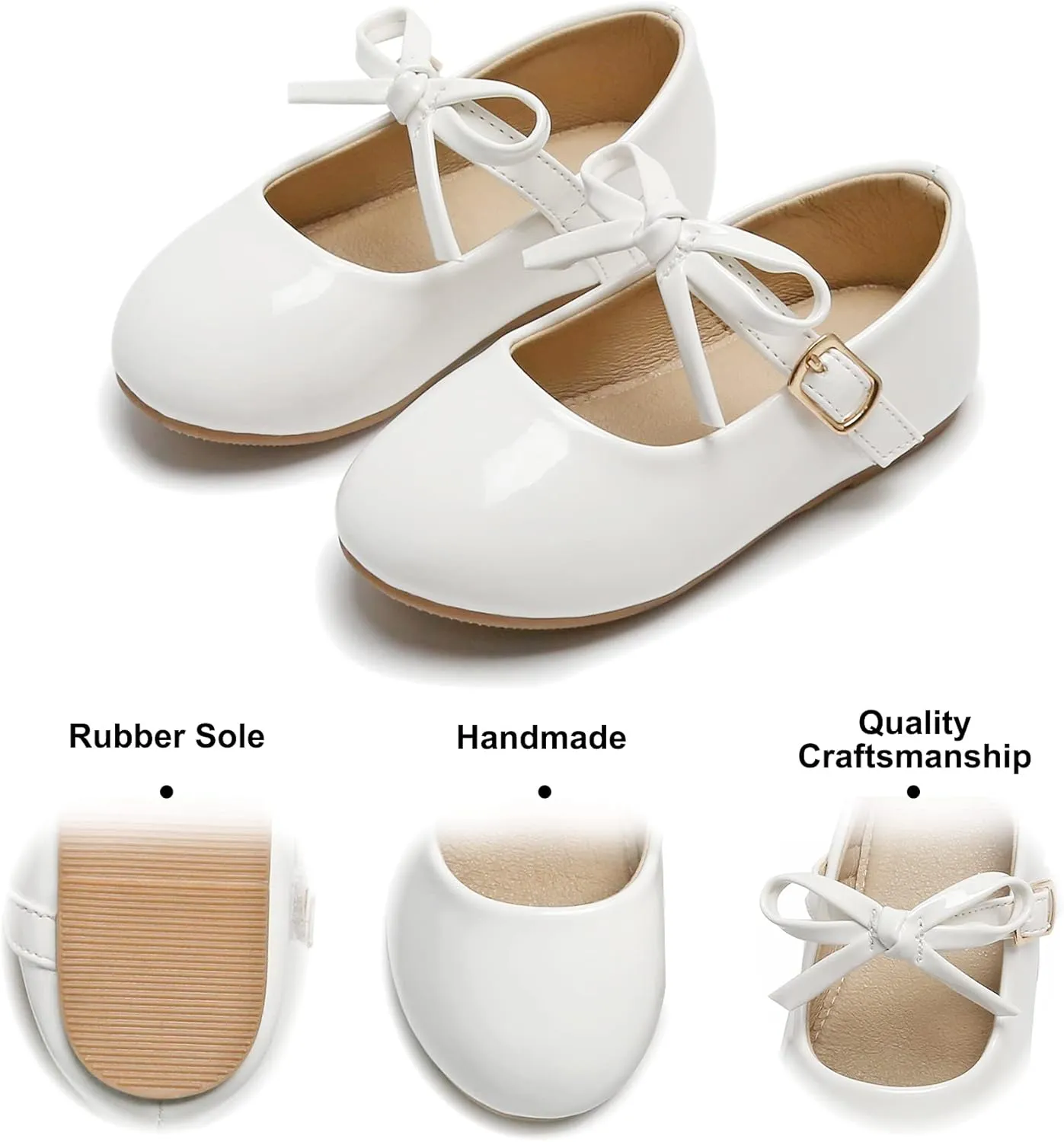 Felix & Flora Toddler Little Girls Dress Shoes - Flower Girls Mary Jane Flats Ballet Shoes Party Wedding