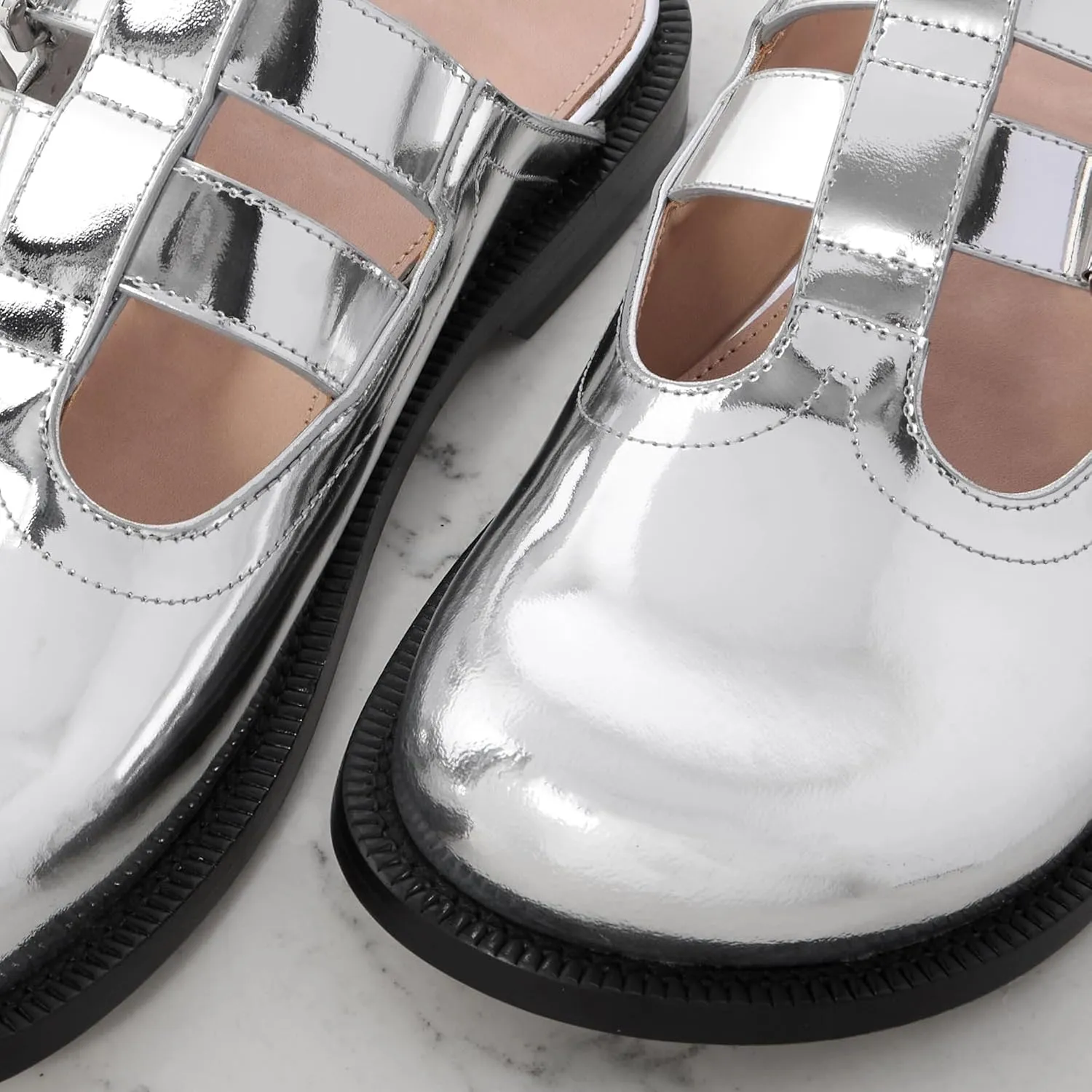 Flats Mules for Women Round Toe Low Heel Sandals Baotou Double Belt Buckle Mary Jane Flat Slip-on Backless Comfortable Casual Walking Dress Party Soft Shoes