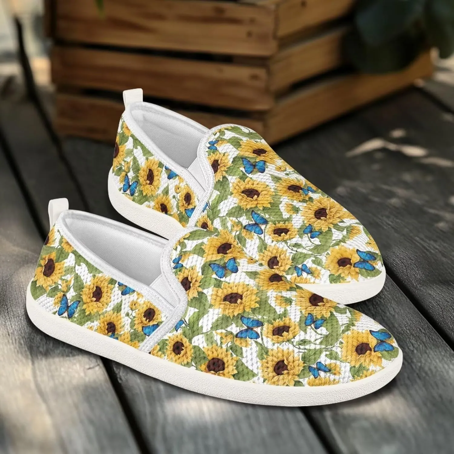 Flower Pattern Flat Mesh Shoes | Slip-Resistant Work Shoes & Tennis Shoes | Comfortable & Stylish Shoes for Women