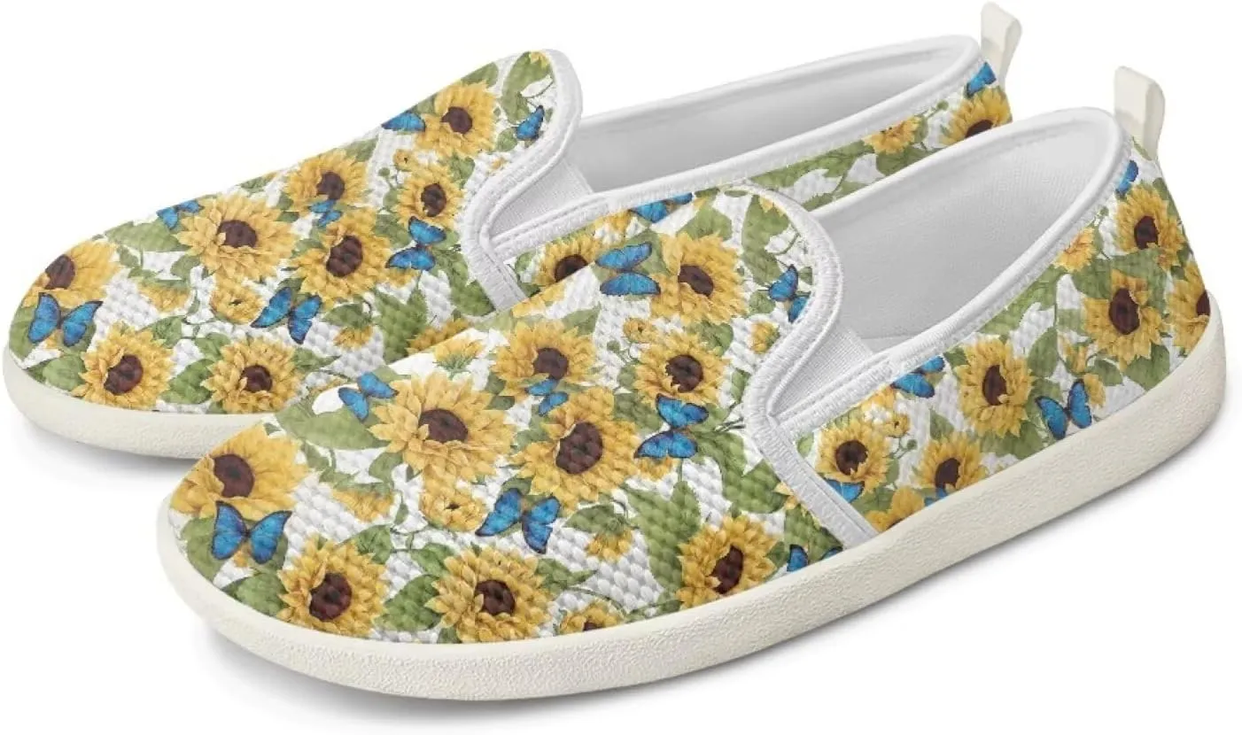Flower Pattern Flat Mesh Shoes | Slip-Resistant Work Shoes & Tennis Shoes | Comfortable & Stylish Shoes for Women