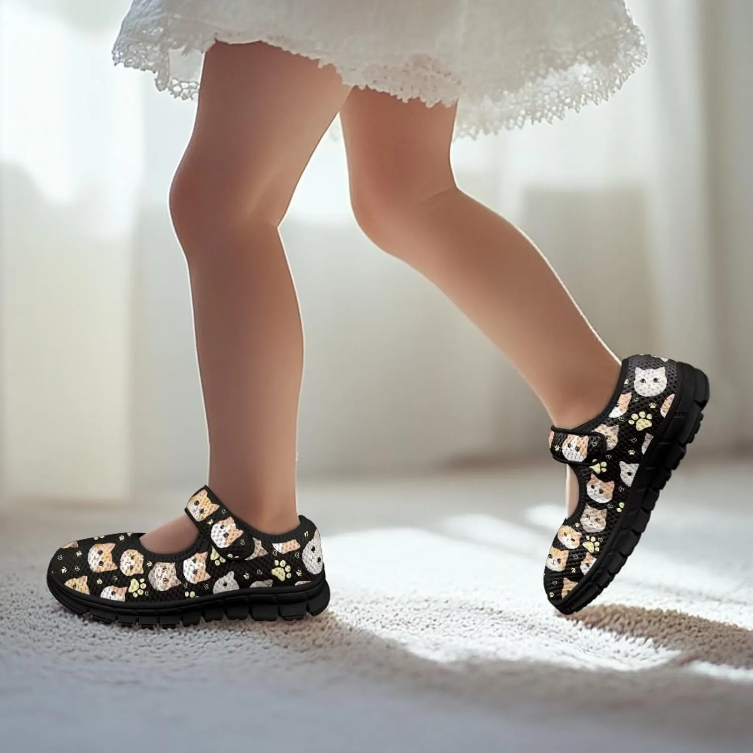 Forchrinse Rainbow Girls and Toddler Mary Jane Sneakers Soft Sole Barefoot Flats Comfort School Party Play Shoes Ballet Flats for Kids Size 11-2.5