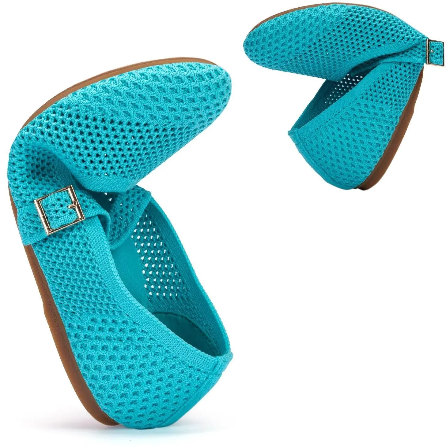 Frank Mully Women's Mary Jane Flats Comfortable Dressy Ballet Flats Casual Round Toe Slip On Washable Knitted Fabric Office Work Woman Shoes