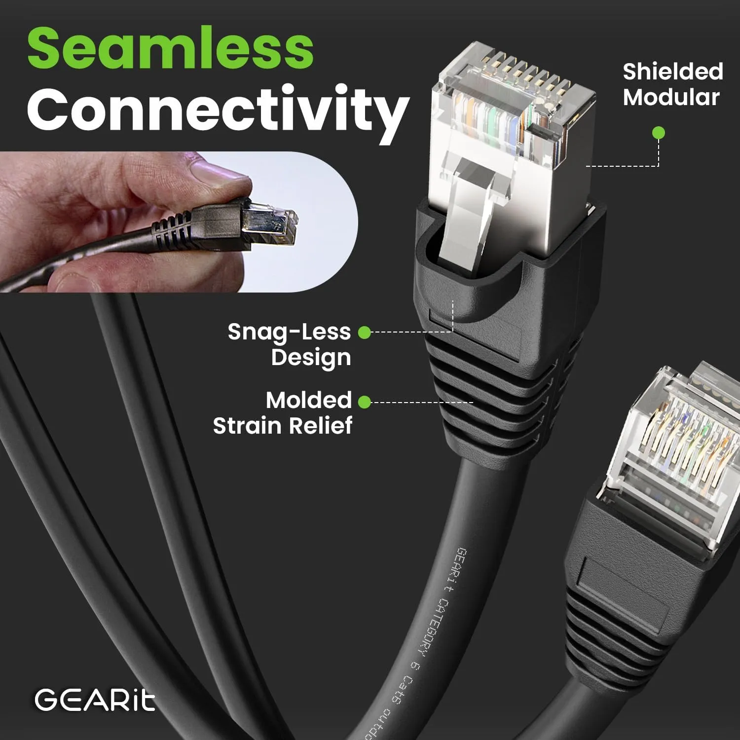 GEARit Cat6 Outdoor Ethernet Cable (150ft) 23AWG Pure Copper, FTP, LLDPE, Waterproof, Direct Burial, In-Ground, UV Resistant, POE, Network, LAN, Internet, Cat 6, Cat6 Cable - 150 Feet