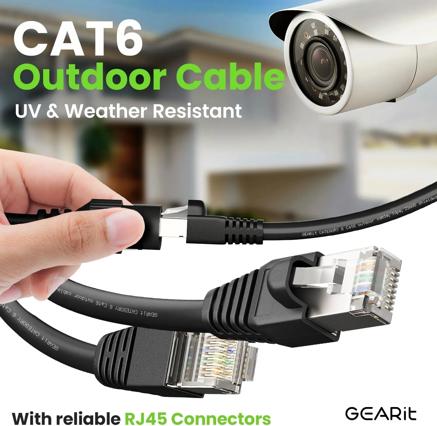 GEARit Cat6 Outdoor Ethernet Cable (150ft) 23AWG Pure Copper, FTP, LLDPE, Waterproof, Direct Burial, In-Ground, UV Resistant, POE, Network, LAN, Internet, Cat 6, Cat6 Cable - 150 Feet