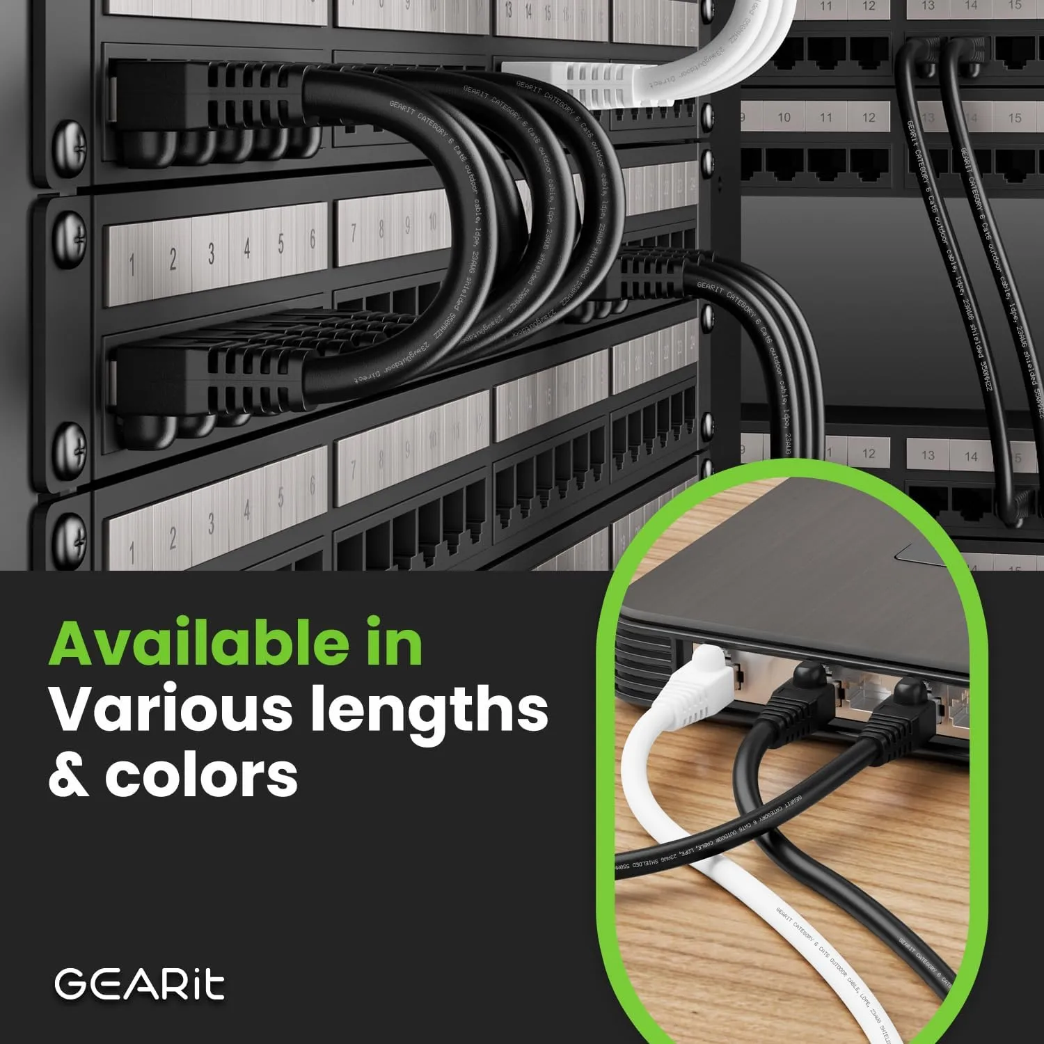 GEARit Cat6 Outdoor Ethernet Cable (150ft) 23AWG Pure Copper, FTP, LLDPE, Waterproof, Direct Burial, In-Ground, UV Resistant, POE, Network, LAN, Internet, Cat 6, Cat6 Cable - 150 Feet
