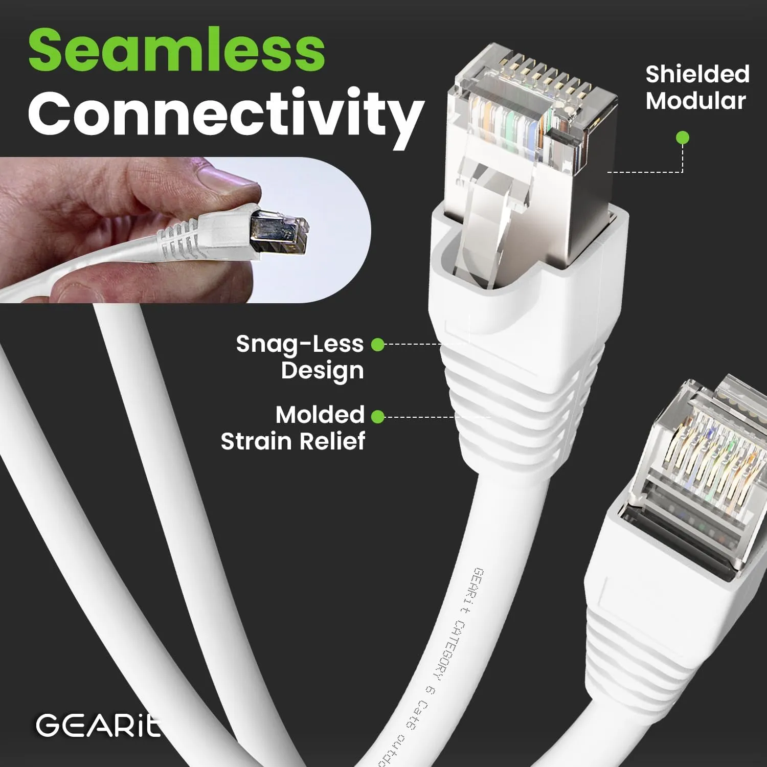 GEARit Cat6 Outdoor Ethernet Cable (25ft) 23AWG Pure Copper, FTP, LLDPE, Waterproof, Direct Burial, In-Ground, UV Resistant, POE, Network, LAN, Internet, Cat 6, Cat6 Cable - 25 Feet