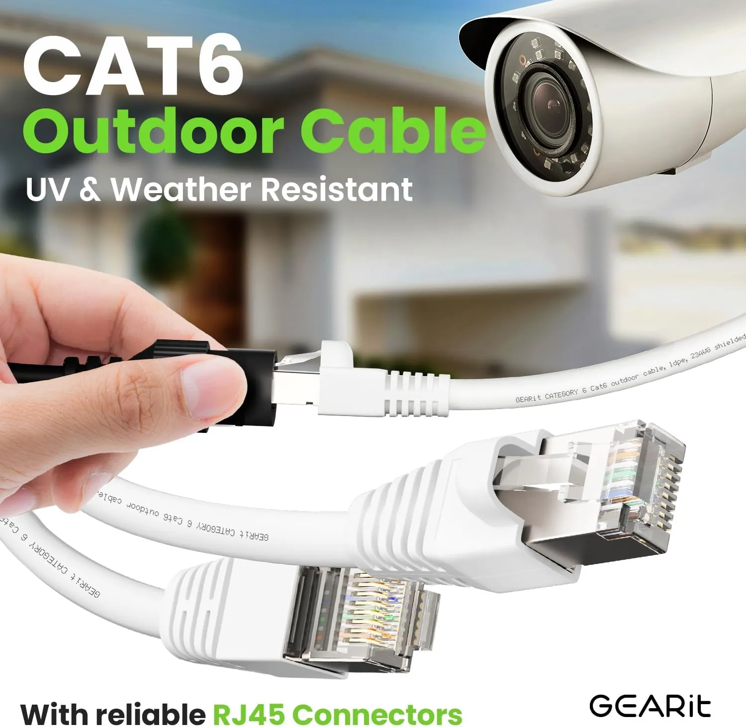 GEARit Cat6 Outdoor Ethernet Cable (25ft) 23AWG Pure Copper, FTP, LLDPE, Waterproof, Direct Burial, In-Ground, UV Resistant, POE, Network, LAN, Internet, Cat 6, Cat6 Cable - 25 Feet