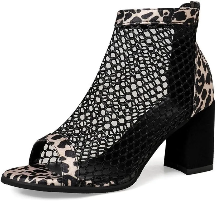 Geerta High Heel Booties Jelly Mesh Sandals for Women Platform Ankle Boots Hollow Goth Water Sandals Slip on Summer Shoes Open Toes Lightweight Breathable Punk Comfort Dress Shoes Party Vacation