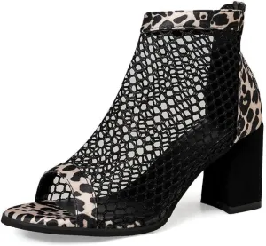 Geerta High Heel Booties Jelly Mesh Sandals for Women Platform Ankle Boots Hollow Goth Water Sandals Slip on Summer Shoes Open Toes Lightweight Breathable Punk Comfort Dress Shoes Party Vacation