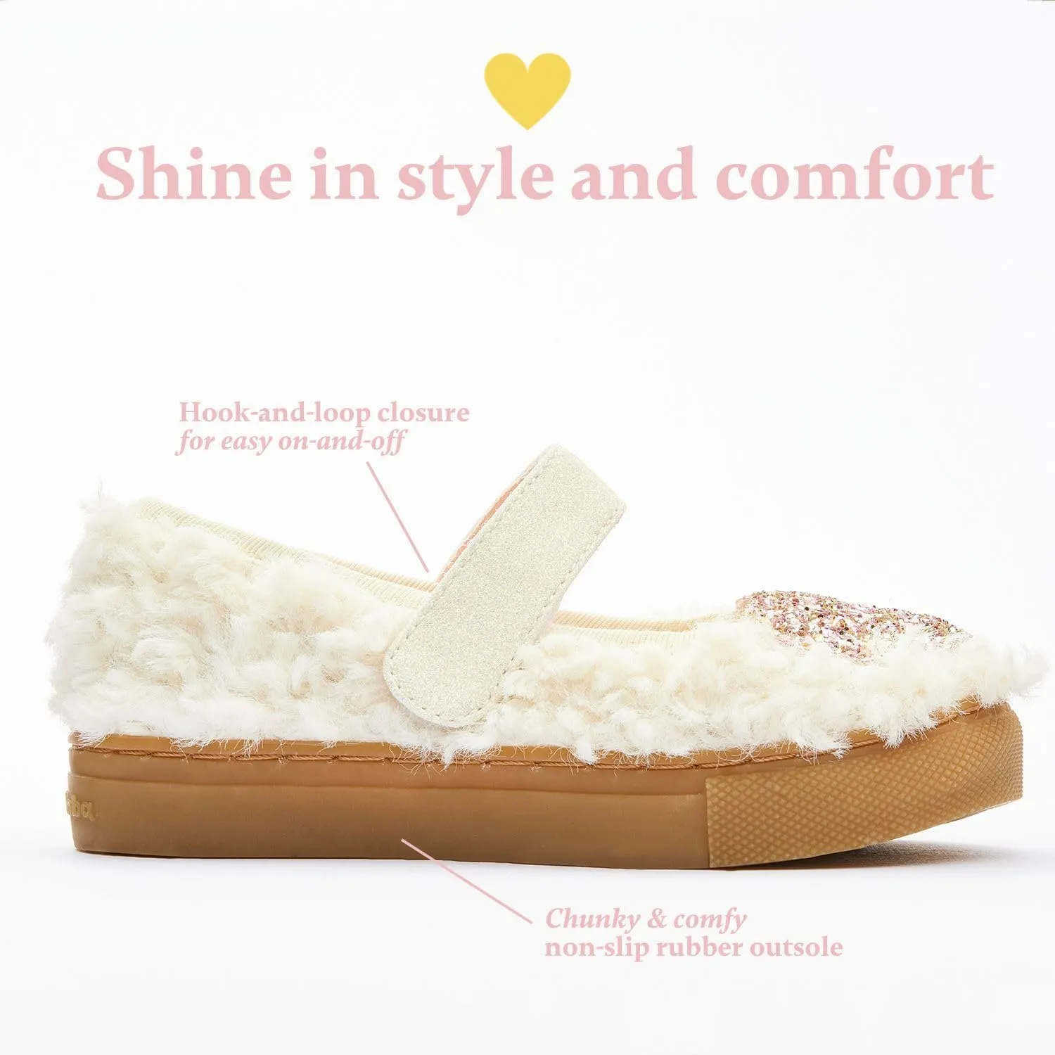 Girls Heart Dress Casual Shoes Mary Jane Flats for Little Kid Toddler