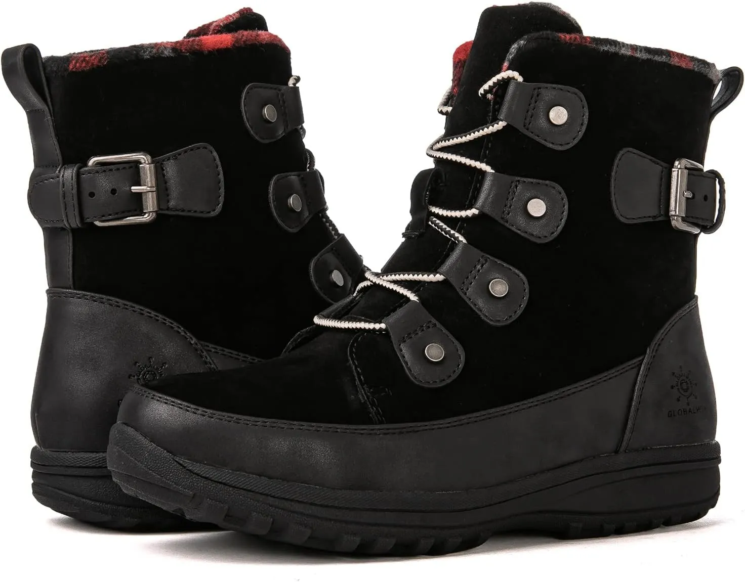 GLOBALWIN Women's Snow Boots Mid Calf Warm Winter Fashion Boots Comfortable Lace-UpWaterproof Boots Insulated Non-Slip Outdoor Shoes for Women