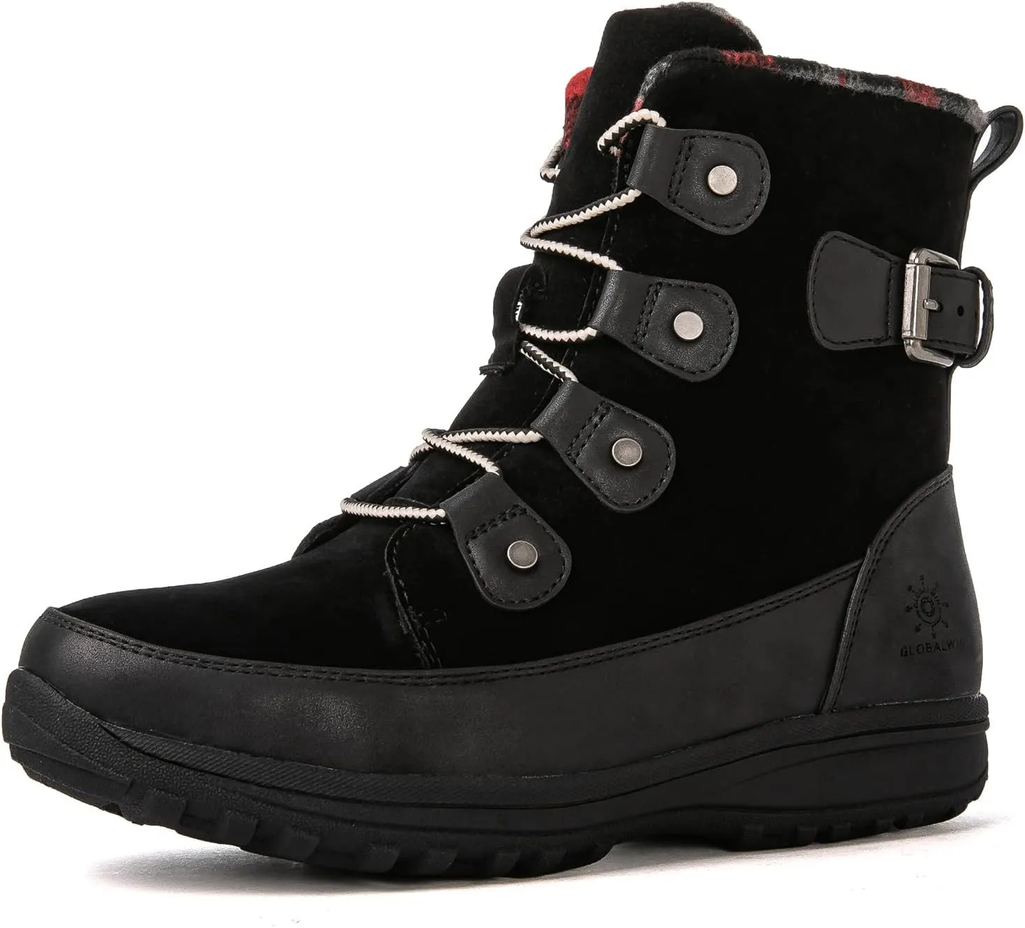GLOBALWIN Women's Snow Boots Mid Calf Warm Winter Fashion Boots Comfortable Lace-UpWaterproof Boots Insulated Non-Slip Outdoor Shoes for Women