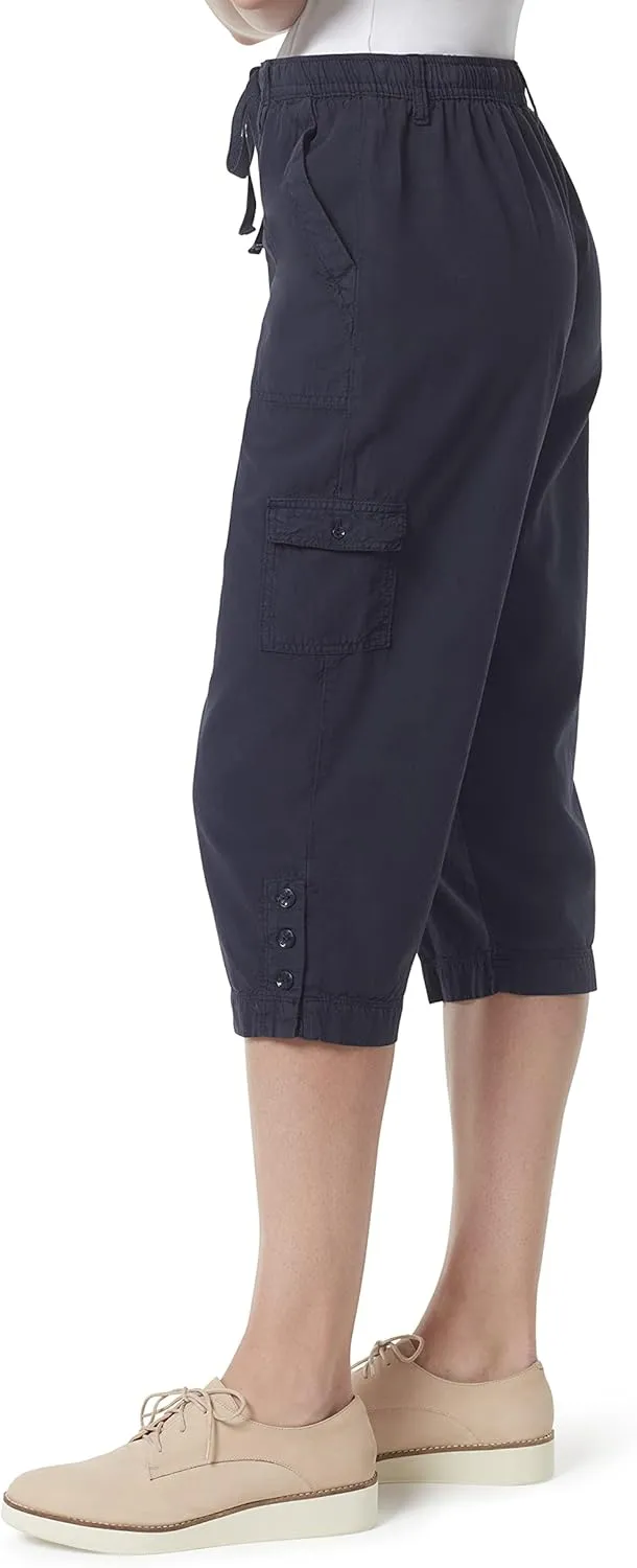 Gloria Vanderbilt Women's Ilona Pull on Button Detail Capri Standard