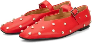 Goolita Sparkly Rhinestone Flats for Women, Square Toe Low Heel Studded Balle Flats Shoes Comfortable Buckle Strap Mary Jane Shoes