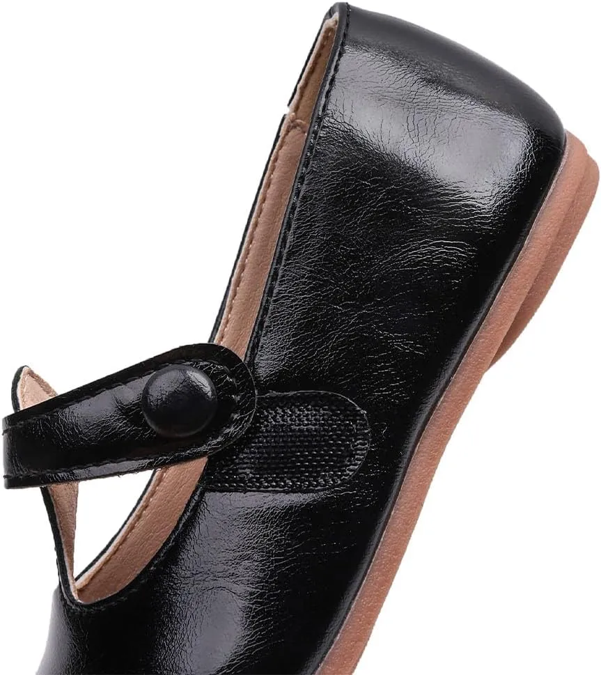 GUGUYeah Toddler Girl Mary Jane Dress Shoes,PU Leather T-Strap Princess Ballerina Flats for Wedding Party School (Toddler/Little Kid)