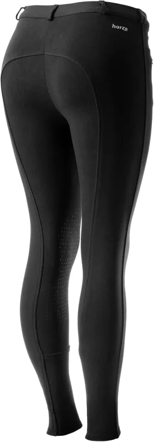 HORZE Active Women's Horse Riding Silicone Grip Knee Patch Breeches | Midrise Waist with Front Pocket
