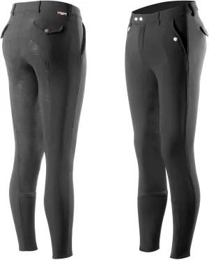 HORZE Mens Grand Prix Silicone Grip Full Seat Breeches Black