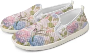 Hummingbird Pattern Breathable Lightweight Running Shoes - Fashionable Flats for Women, Slip-Resistant Work Shoes & Tennis Shoes