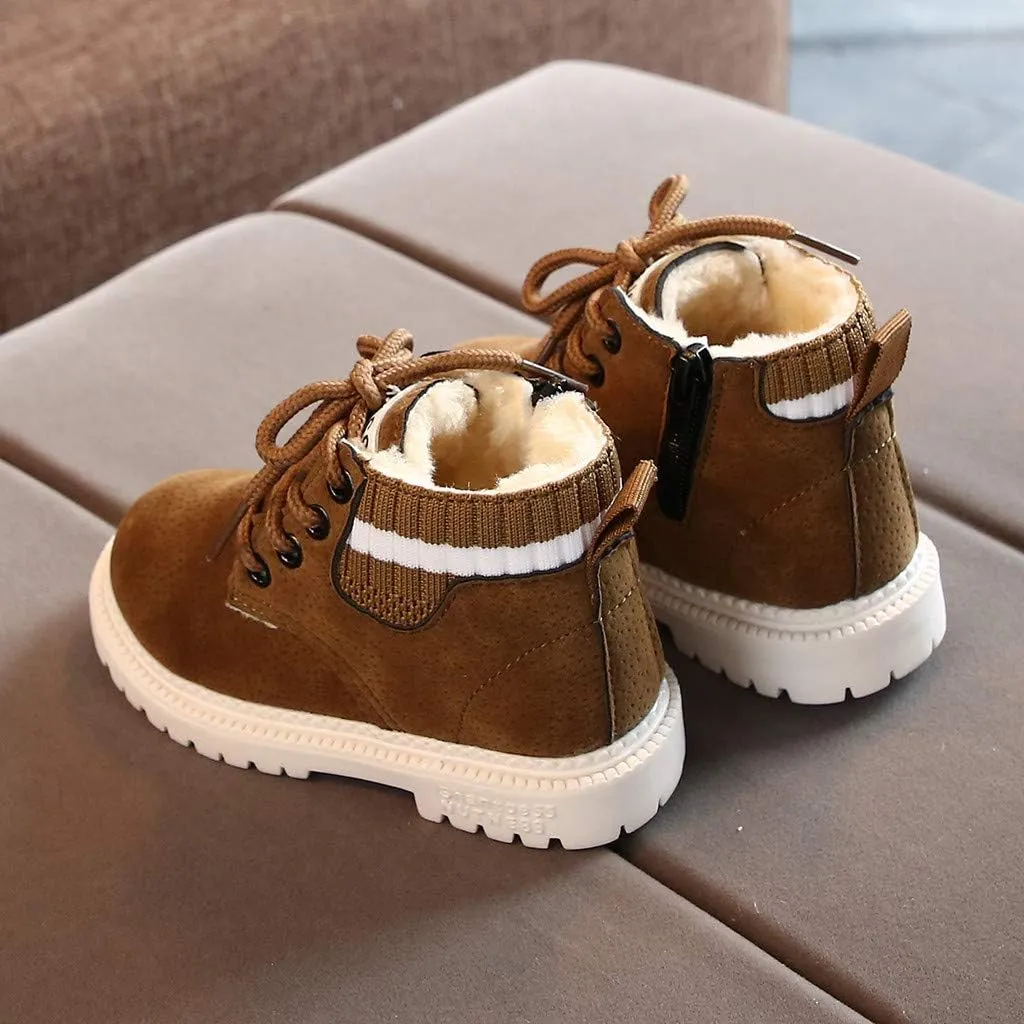 Infant Short Ankle Boots Kids Up Toddler Booties Boys Girls Warm Shoes Baby Lace Baby Shoes Size 4