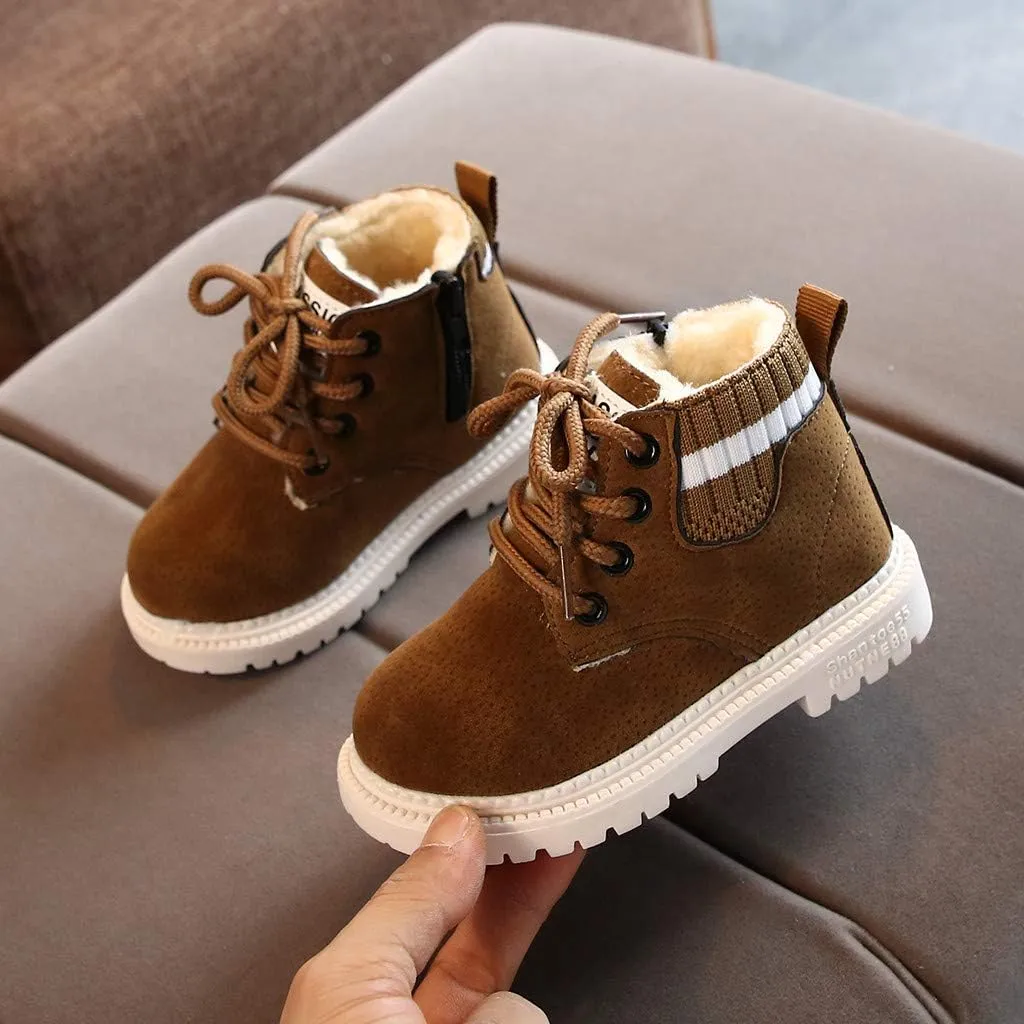 Infant Short Ankle Boots Kids Up Toddler Booties Boys Girls Warm Shoes Baby Lace Baby Shoes Size 4
