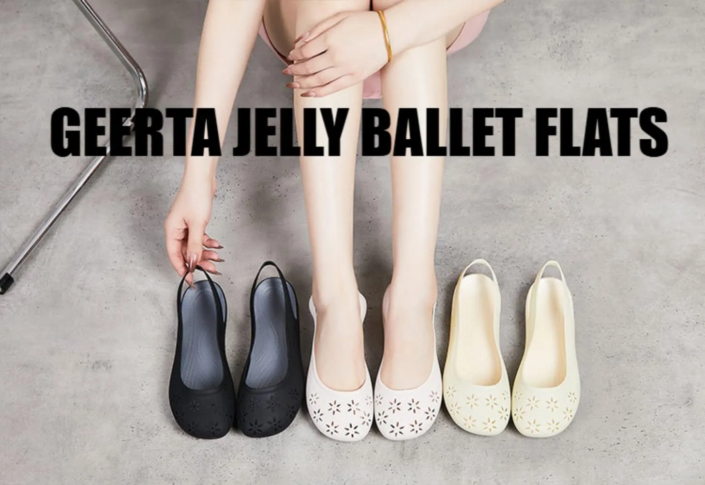Jelly Ballet Flats for Women Slingback Jelly Sandals Hollow Water Slides Slip on Loafers Bow Decor No Slip Platform Sole Lightweight Breathable Low Top Cute Ballerina Dress Shoes Office Beach Party