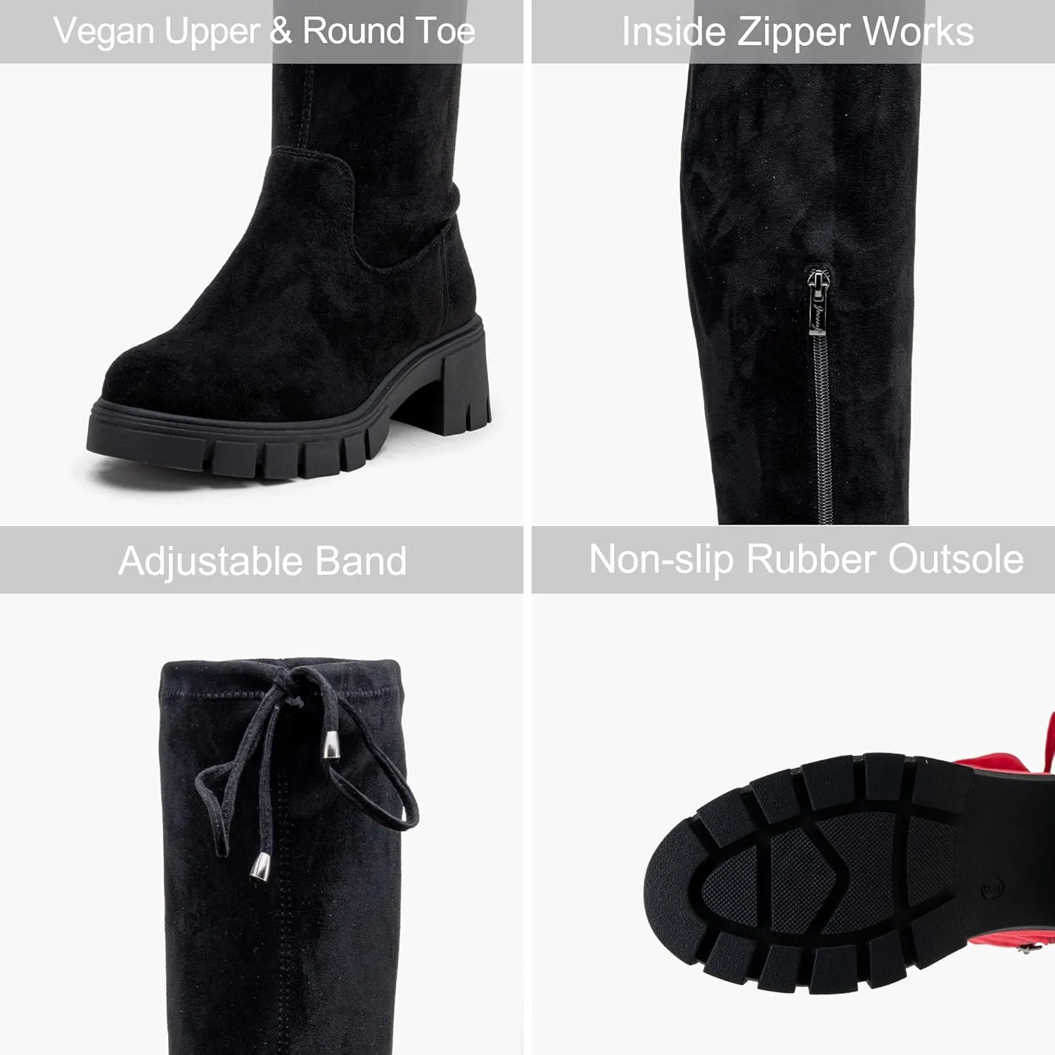 Jeossy Women's 990 Over The Knee High Boots Platform Thigh High Round Toe Long Boots