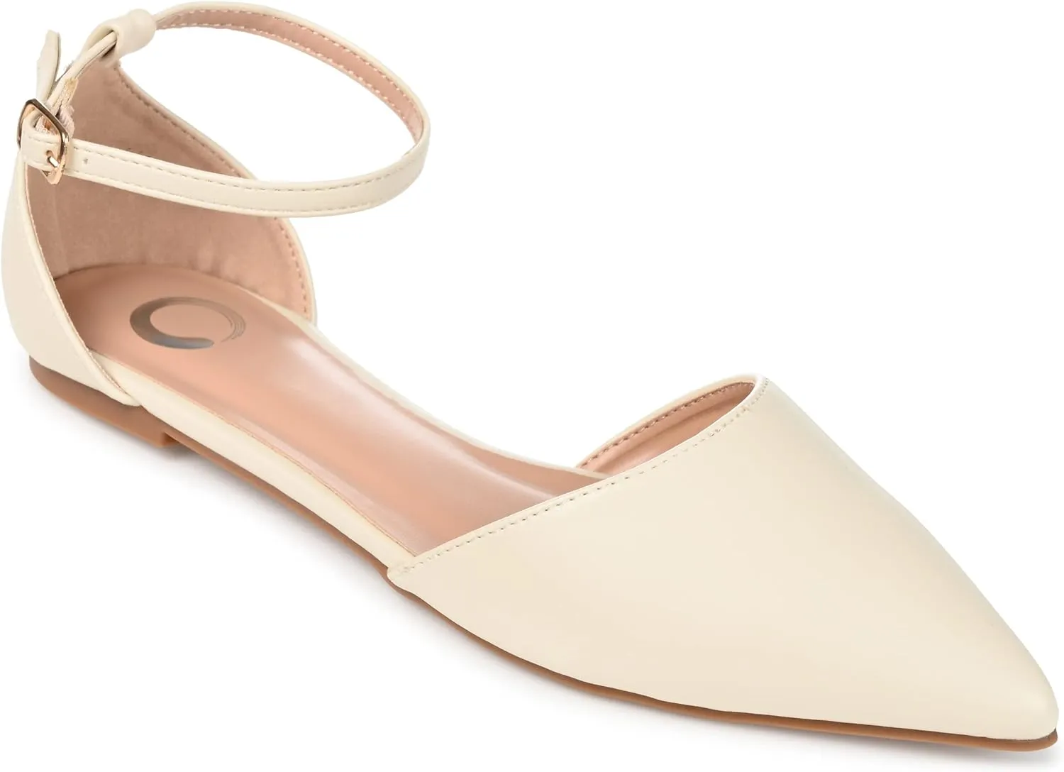 Journee Womens Reba Buckle Pointed Toe Ballet Flats