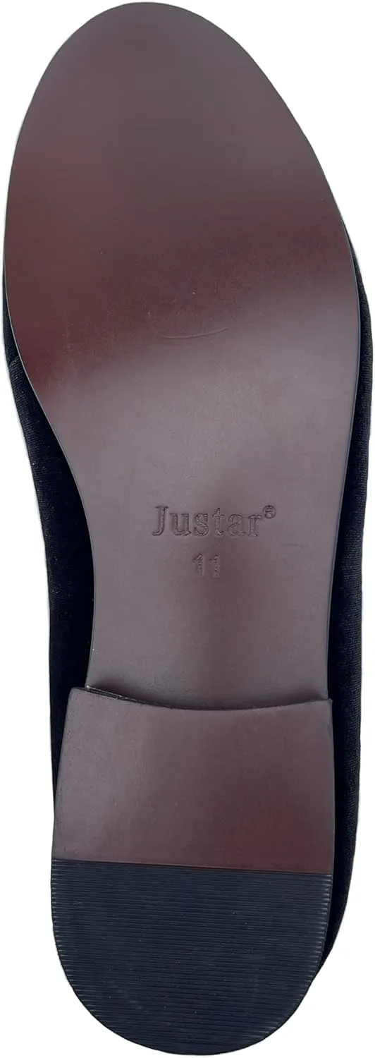 Justar Men's Velvet Belgian Loafers Formal Dress Shoes Slip-On Tuxedo Smoking Slippers Flats