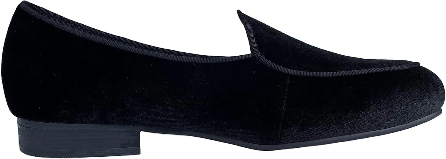 Justar Men's Velvet Belgian Loafers Formal Dress Shoes Slip-On Tuxedo Smoking Slippers Flats