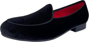 Justar Men's Velvet Belgian Loafers Formal Dress Shoes Slip-On Tuxedo Smoking Slippers Flats