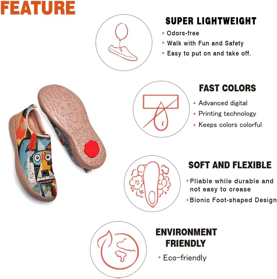 Kid's Art Painted Casual Slip-on Loafers Boys Girls Shoes Lightweight Comfort Fashion Sneaker Funny Painted Travel Shoes Basquiat Style