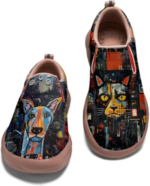Kid's Art Painted Casual Slip-on Loafers Boys Girls Shoes Lightweight Comfort Fashion Sneaker Funny Painted Travel Shoes Basquiat Style