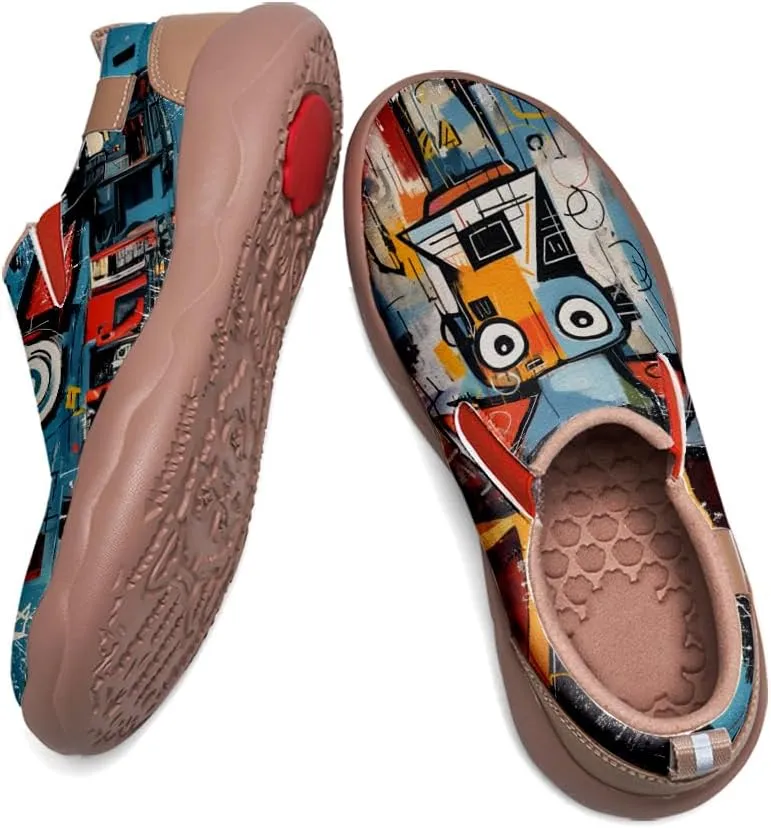 Kid's Art Painted Casual Slip-on Loafers Boys Girls Shoes Lightweight Comfort Fashion Sneaker Funny Painted Travel Shoes Basquiat Style