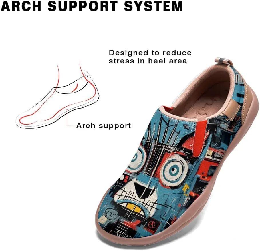 Kid's Art Painted Casual Slip-on Loafers Boys Girls Shoes Lightweight Comfort Fashion Sneaker Funny Painted Travel Shoes Basquiat Style