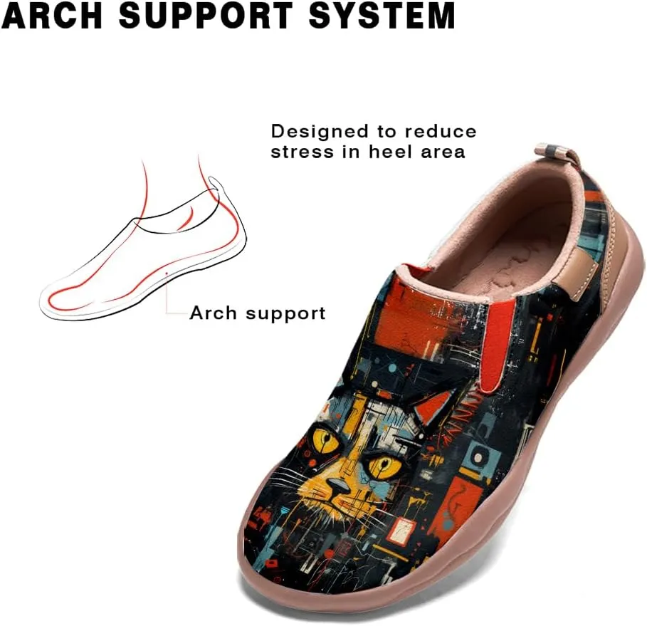 Kid's Art Painted Casual Slip-on Loafers Boys Girls Shoes Lightweight Comfort Fashion Sneaker Funny Painted Travel Shoes Basquiat Style
