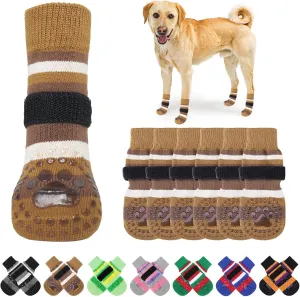 KOOLTAIL Anti Slip Dog Socks for Hot Pavement, 3 Pairs Dog Boots & Paw Protectors to Prevent Licking Paws with Grippers, Double Sides Booties Shoes for Hardwood Floors Small Medium Large Senior Dogs
