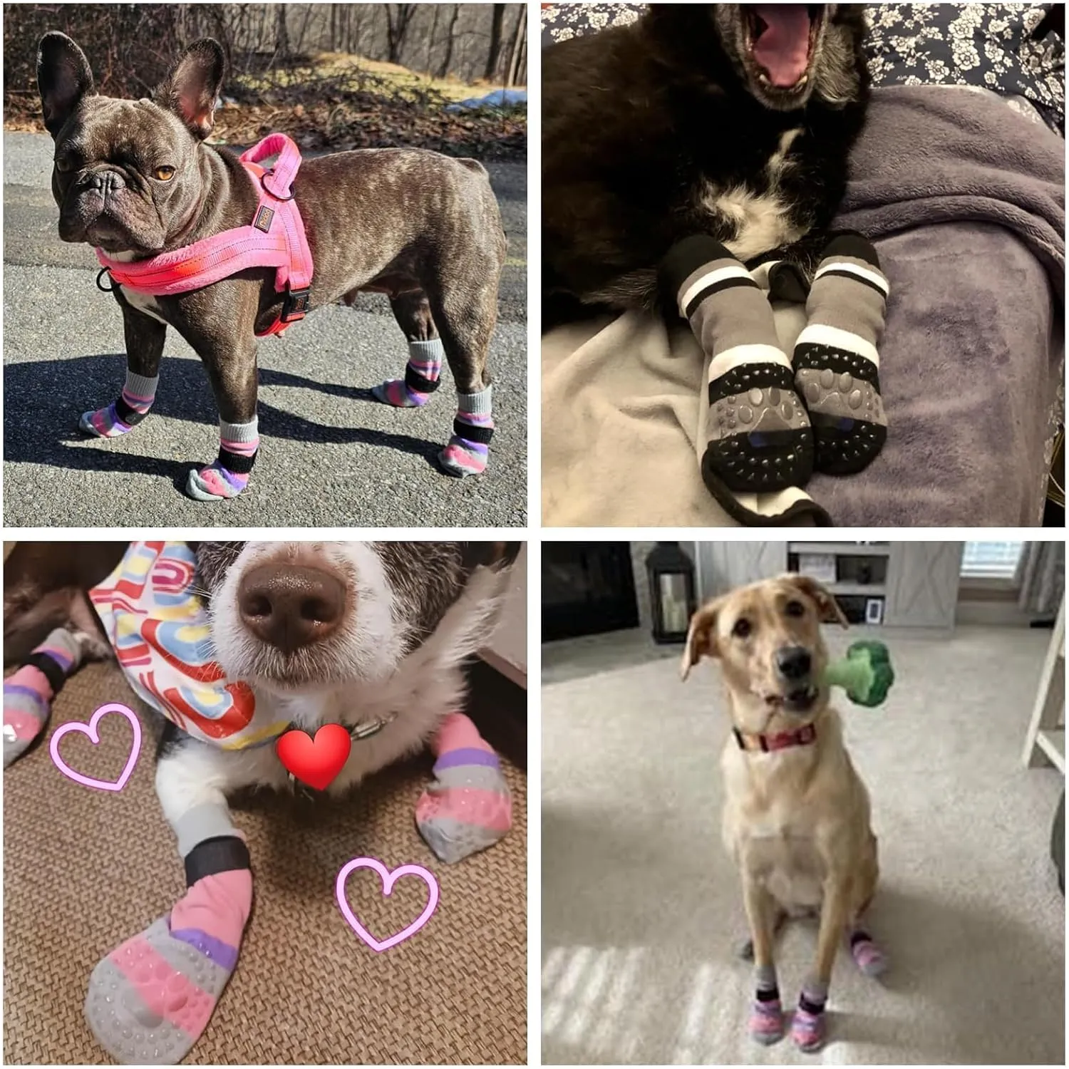 KOOLTAIL Anti Slip Dog Socks for Hot Pavement, 3 Pairs Dog Boots & Paw Protectors to Prevent Licking Paws with Grippers, Double Sides Booties Shoes for Hardwood Floors Small Medium Large Senior Dogs