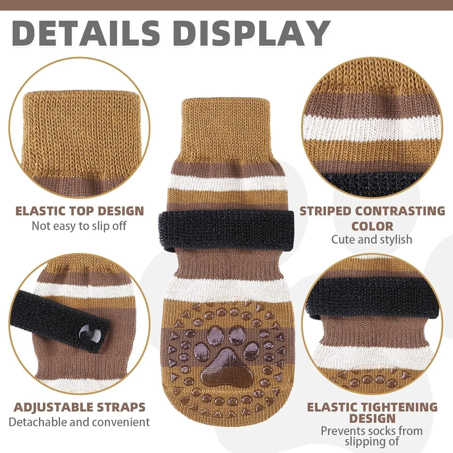 KOOLTAIL Anti Slip Dog Socks for Hot Pavement, 3 Pairs Dog Boots & Paw Protectors to Prevent Licking Paws with Grippers, Double Sides Booties Shoes for Hardwood Floors Small Medium Large Senior Dogs